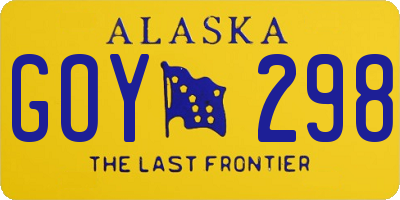 AK license plate GOY298