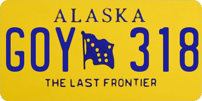 AK license plate GOY318
