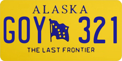 AK license plate GOY321