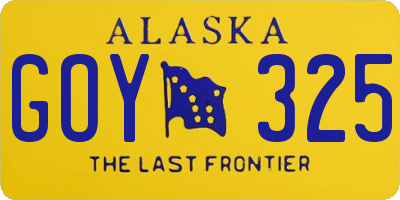 AK license plate GOY325
