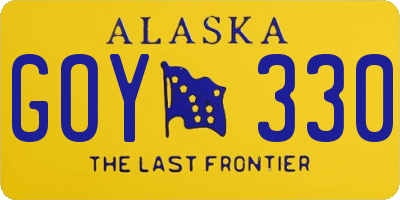 AK license plate GOY330