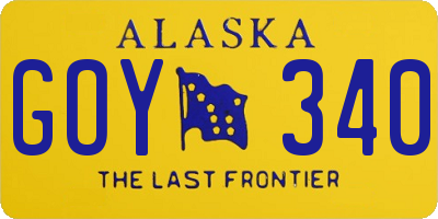 AK license plate GOY340