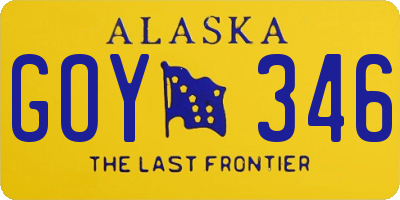 AK license plate GOY346