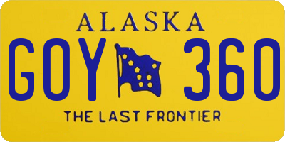 AK license plate GOY360
