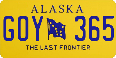 AK license plate GOY365