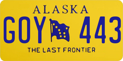 AK license plate GOY443