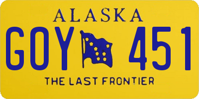 AK license plate GOY451