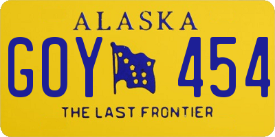 AK license plate GOY454