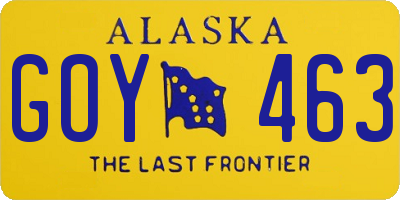 AK license plate GOY463