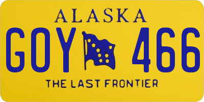 AK license plate GOY466