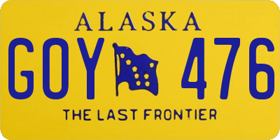 AK license plate GOY476