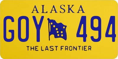 AK license plate GOY494