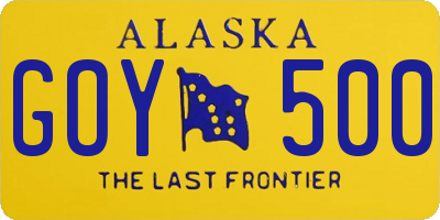 AK license plate GOY500