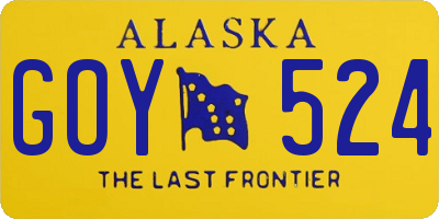 AK license plate GOY524