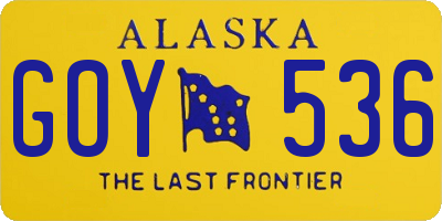 AK license plate GOY536