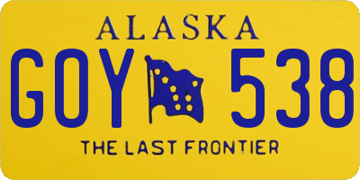 AK license plate GOY538