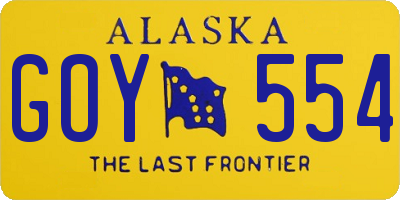AK license plate GOY554