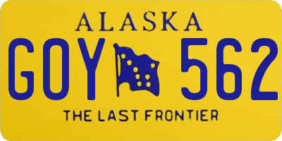 AK license plate GOY562