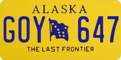 AK license plate GOY647
