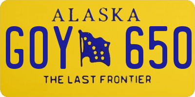 AK license plate GOY650