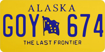 AK license plate GOY674