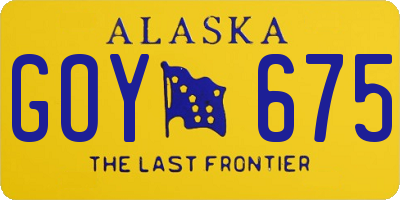 AK license plate GOY675
