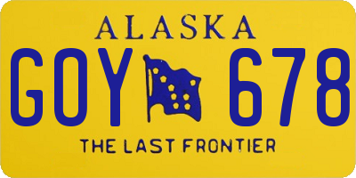 AK license plate GOY678