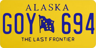 AK license plate GOY694