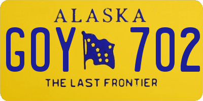 AK license plate GOY702