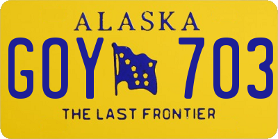 AK license plate GOY703