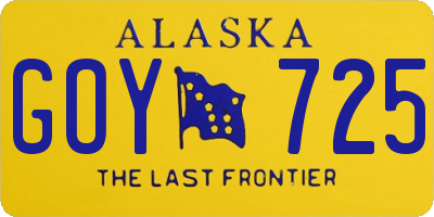 AK license plate GOY725