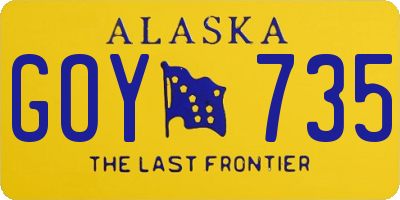 AK license plate GOY735