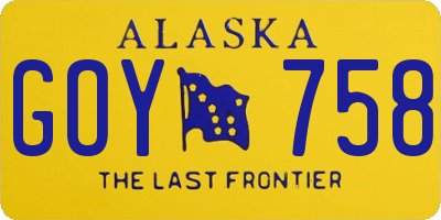 AK license plate GOY758