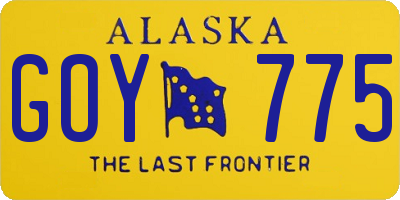 AK license plate GOY775