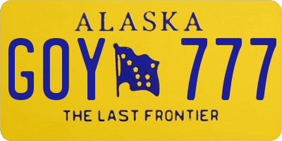 AK license plate GOY777