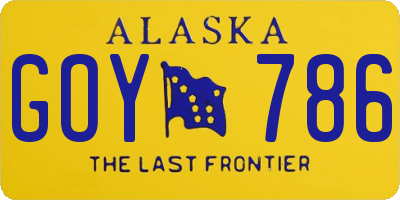 AK license plate GOY786