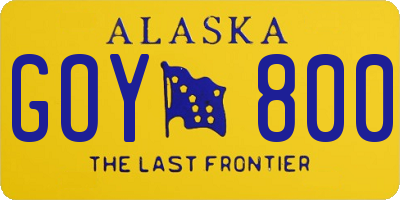 AK license plate GOY800