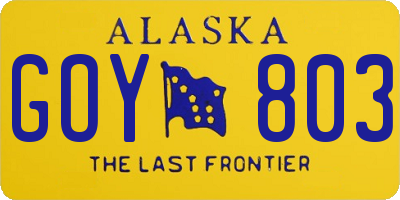 AK license plate GOY803