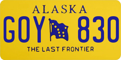 AK license plate GOY830