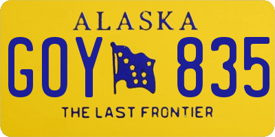 AK license plate GOY835