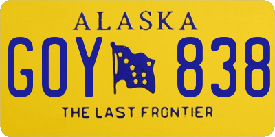 AK license plate GOY838