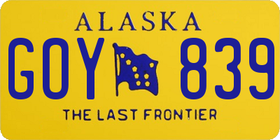 AK license plate GOY839