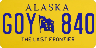 AK license plate GOY840