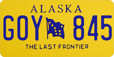 AK license plate GOY845