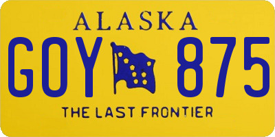 AK license plate GOY875