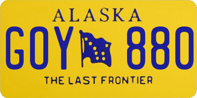 AK license plate GOY880