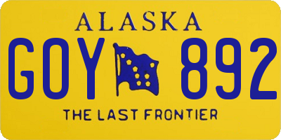 AK license plate GOY892