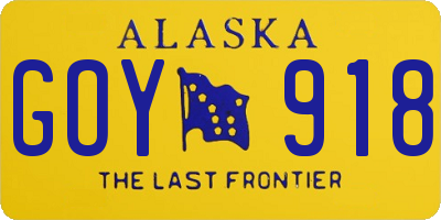 AK license plate GOY918