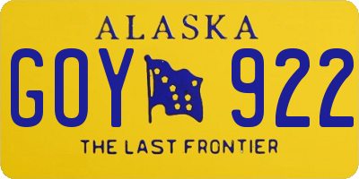 AK license plate GOY922