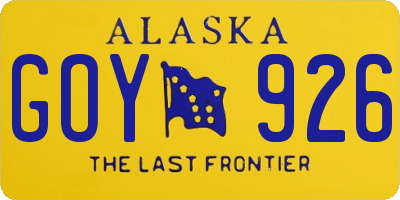 AK license plate GOY926